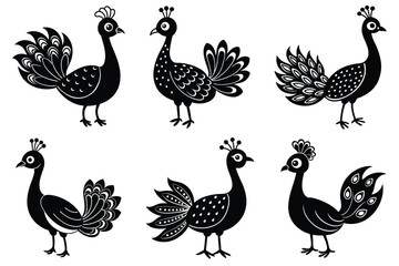 Cute peacock cartoon hand drawing