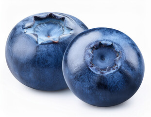 Close up high quality blueberries on white background isolated