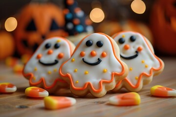 Naklejka premium Cute Ghost Shaped Cookies