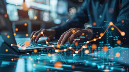 A digital marketplace with various financial services interconnected by a global network