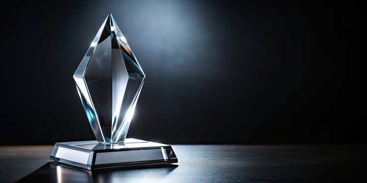 Crystal award on black background, crystal, blank, award, isolated, black, accomplishment, recognition, trophy, achievement