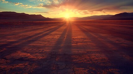 Sunbeams Painting the Desert Landscape