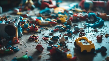 A mess of childrens toys on the floor : Generative AI