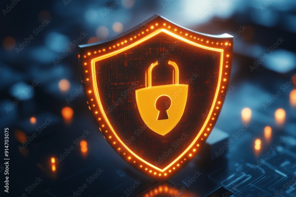Aufkleber abstract digital art of a shield symbol representing cybersecurity data protection and the strength 