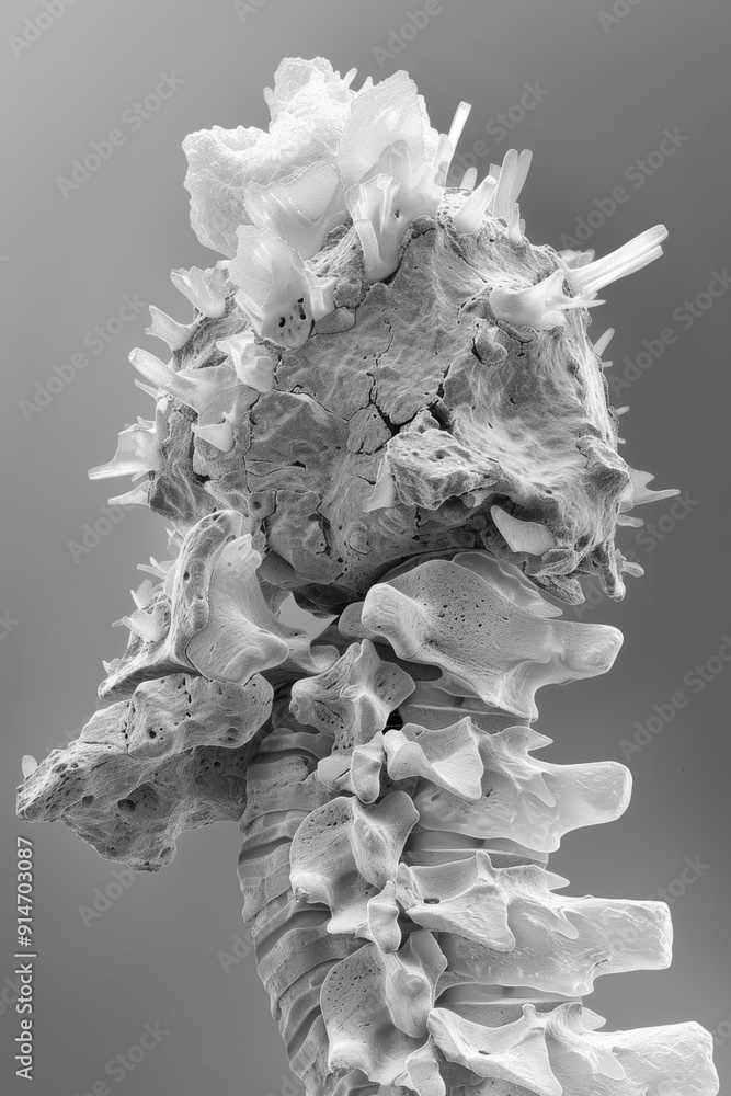 Poster a close-up view of a bone structure. ai.