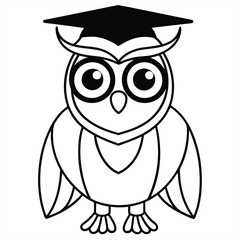 Smart owl with a professor's hat