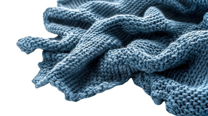 Cozy blue blanket on transparent background
