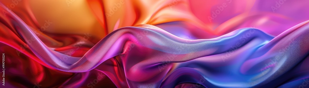 Poster abstract background with colorful fabric waves.