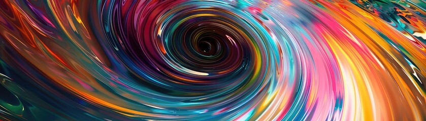 Fototapeta premium Abstract swirling colorful background with a black center.