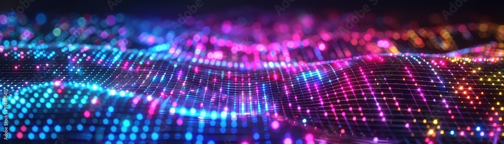 Poster abstract colorful digital background with glowing lights.