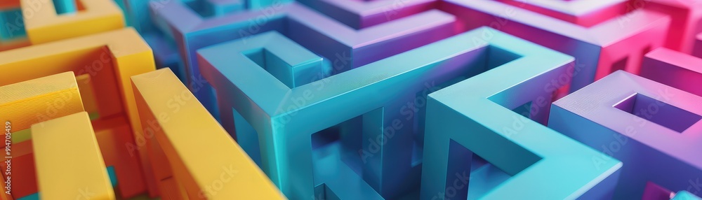 Aufkleber abstract colorful geometric pattern. interlocking shapes create a complex and visually intriguing de