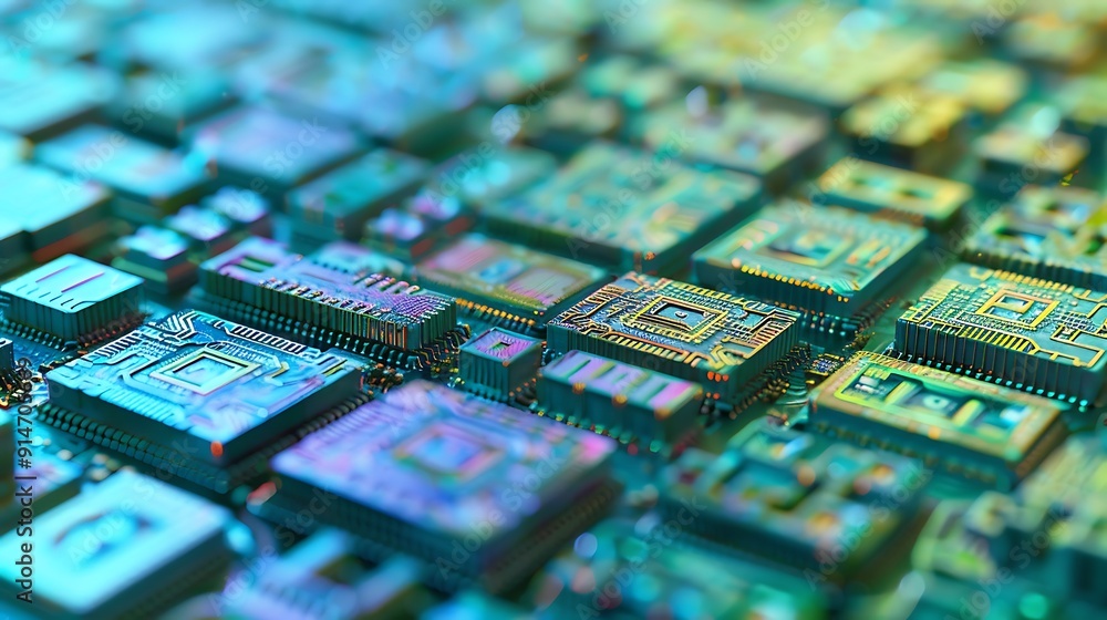 Poster circuit board close-up: a glimpse into technological complexity