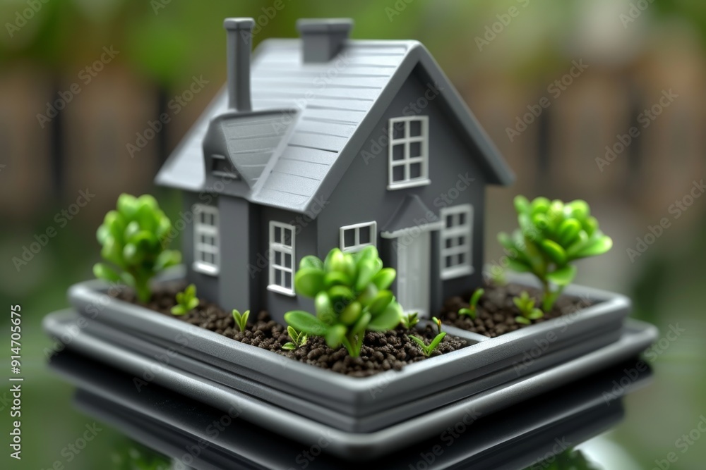 Aufkleber creative digital art of a tiny house sitting on a circuit board symbolizing the intersection of tech
