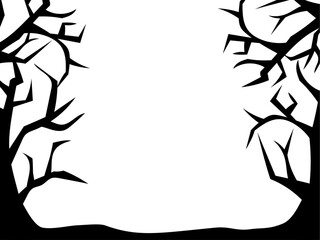 コピースペースのある不気味な枯れ木のシルエット背景