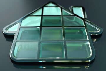 Creative digital illustration of a glass house made of smartphone screens representing the intersection of technology transparency and modern living