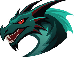 dragon head silhouette vector illustration 