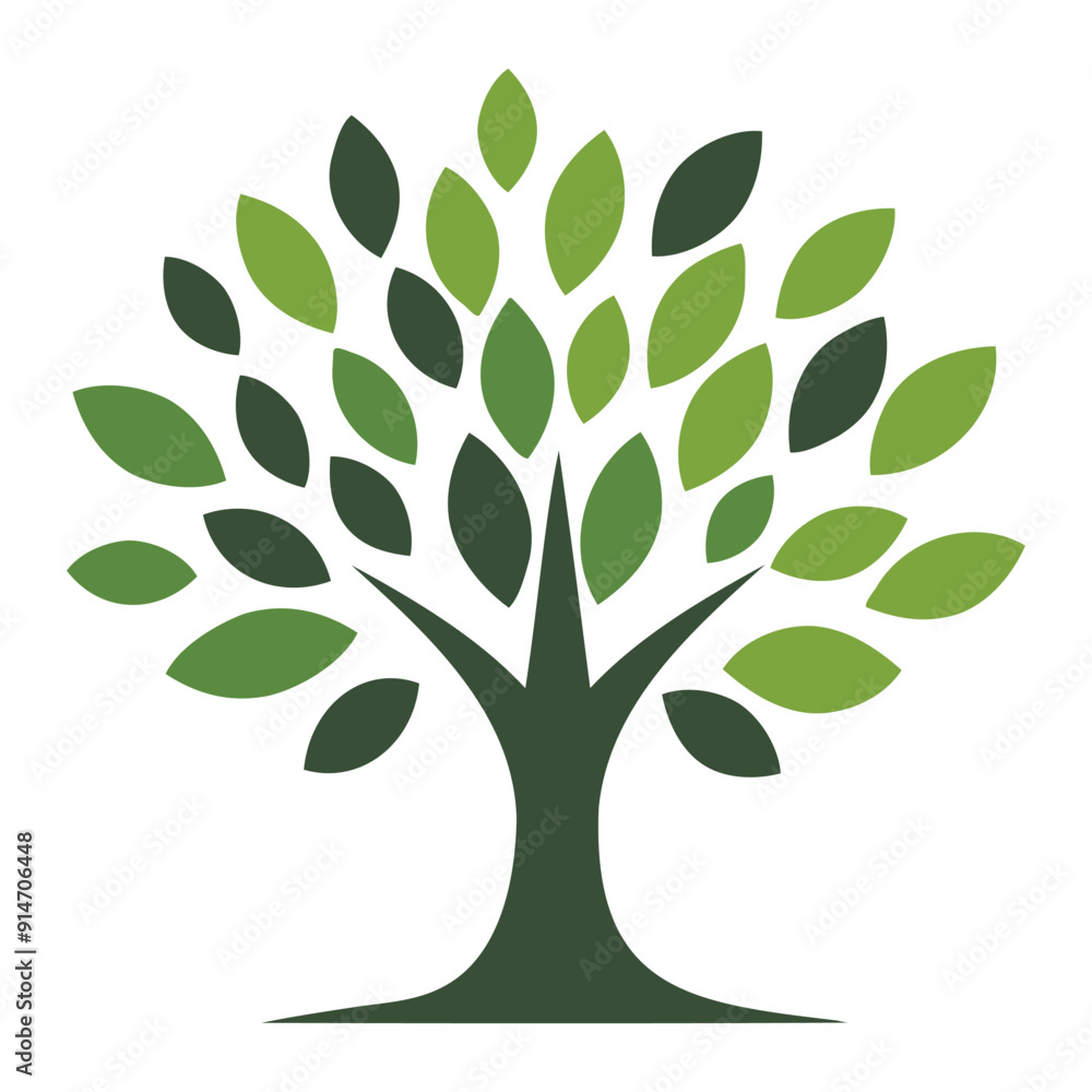 Poster minimal tree icon. vector tree shapes