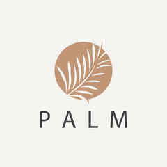 Obraz premium Palm Leaf Logo Design Vector Simple Minimalist Symbol Illustration Template