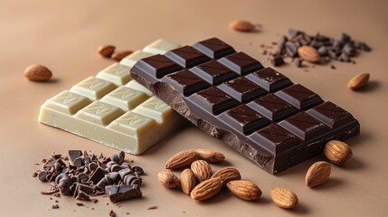 chocolate bars, one white and one brown