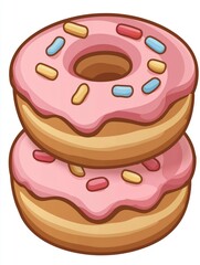 Stack of Two Pink Glazed Donuts with Sprinkles