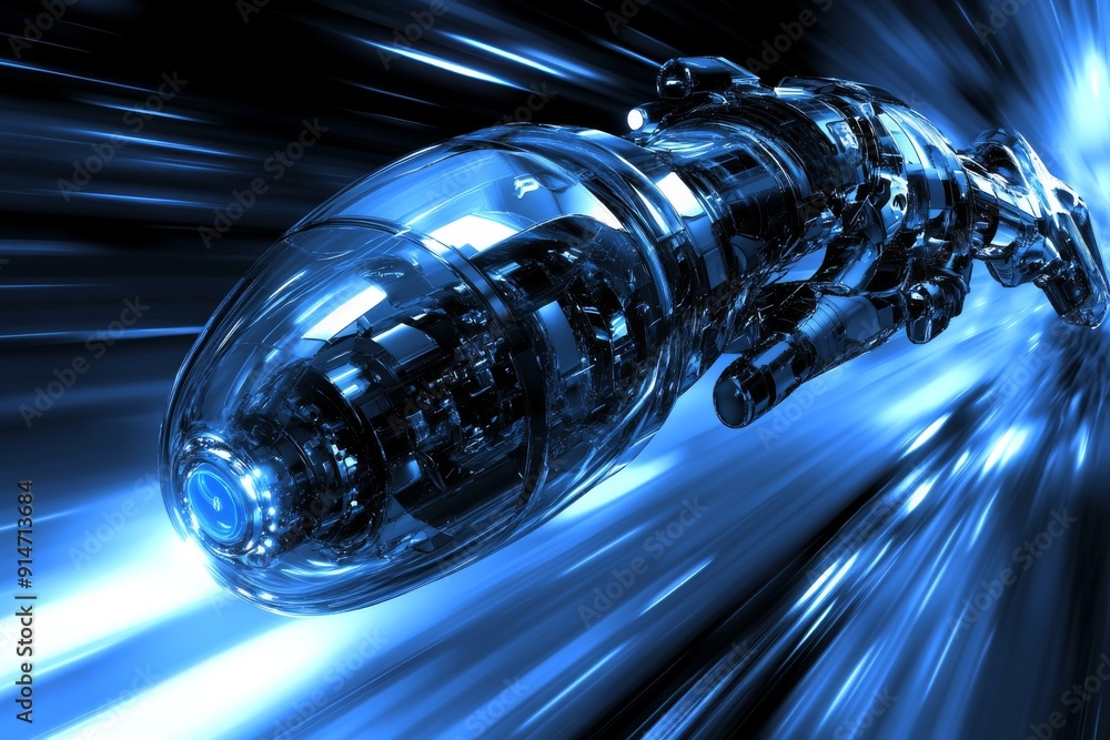 Poster dynamic image of a futuristic bulb with energy streams symbolizing innovation and modern technology 