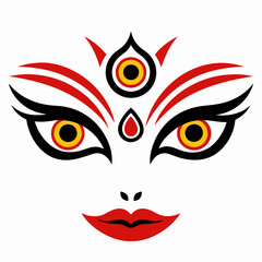 Durga Eyes and Hindu Goddess Faces Vector Illustration - Durga Ma, Kali Ma, Tara Ma, Joy Ma Silhouette Line Art