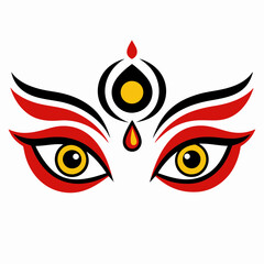 Durga Eyes and Hindu Goddess Faces Vector Illustration - Durga Ma, Kali Ma, Tara Ma, Joy Ma Silhouette Line Art