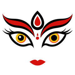 Durga Eyes and Hindu Goddess Faces Vector Illustration - Durga Ma, Kali Ma, Tara Ma, Joy Ma Silhouette Line Art