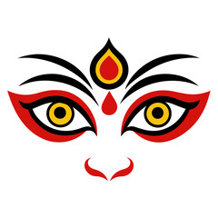 Durga Eyes and Hindu Goddess Faces Vector Illustration - Durga Ma, Kali Ma, Tara Ma, Joy Ma Silhouette Line Art