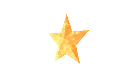 Gold star isolated on transparent background.