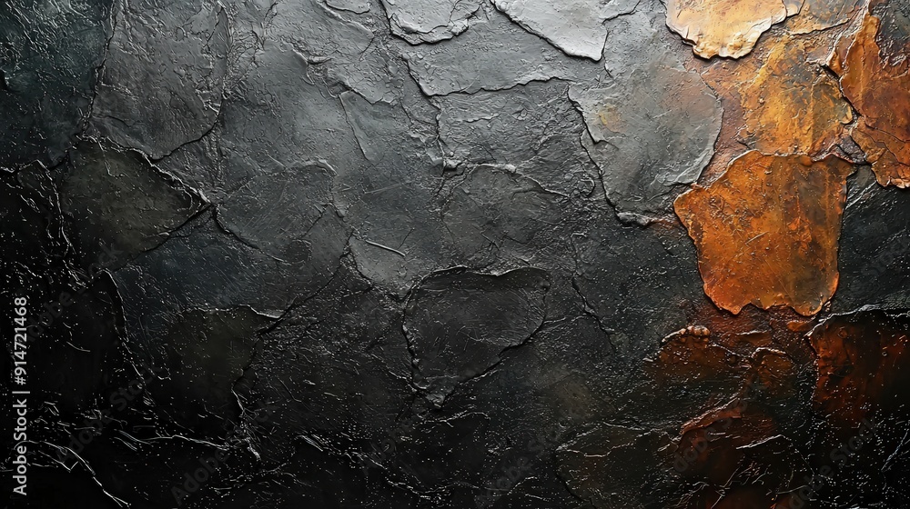 Poster The detailed surface showcases an interplay of dark and warm hues, creating a visually striking natural texture perfect for artistic inspiration