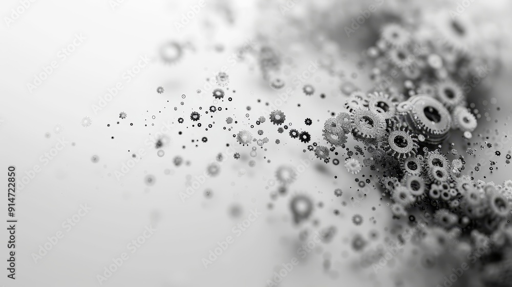 Poster abstract generative ai digital tech concept with gray gears on white background