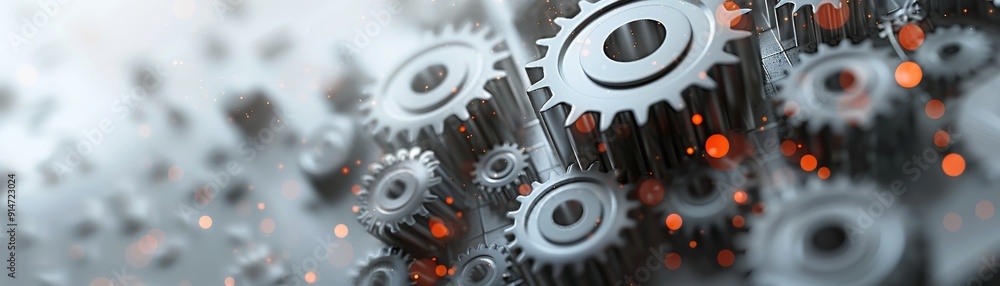 Aufkleber futuristic generative ai concept with abstract gray gears and technology elements on white backgroun