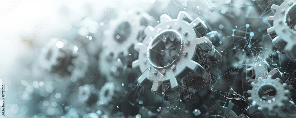 Aufkleber futuristic generative ai technology with abstract gray gears and tech elements on white background