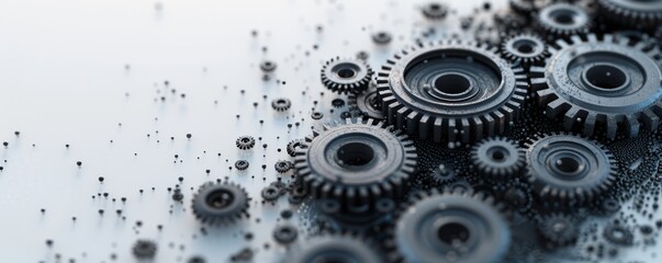 Futuristic Abstract Background with Gray Gears and Tech Elements Representing Generative AI in Digital Technology