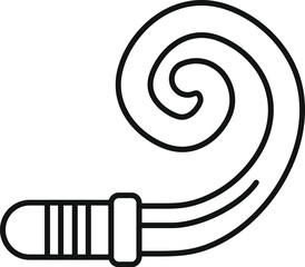 Simple line drawing of a party blower, perfect for adding a touch of fun to party themed designs