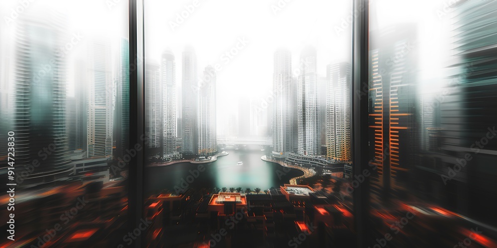 Wall mural night city skyline