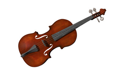 Violin isolated on Transparent Background, 3d rendered.