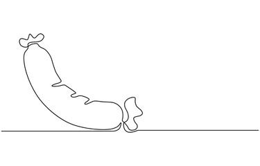 sausage continuous line art drawing, Sausage Vector Line Icon - Simple Thin Line Icon, Premium Quality Design Element, Grill Sausage Line Icon, Outline Symbol Vector Illustration.