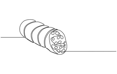 sausage continuous line art drawing, Sausage Vector Line Icon - Simple Thin Line Icon, Premium Quality Design Element, Grill Sausage Line Icon, Outline Symbol Vector Illustration.