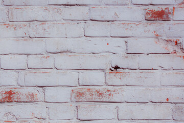 White shabby grungy brick wall. Free space for an inscription. Can be used as a background or...