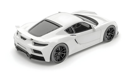 Fototapeta premium Sports car presentation illustration. Detailed view of a white sports car model on a white background. 3D render