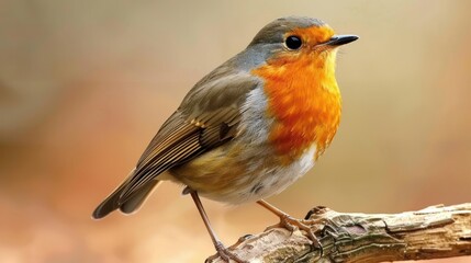 Obraz premium European Robin Perched on a Branch with a Blurry Background