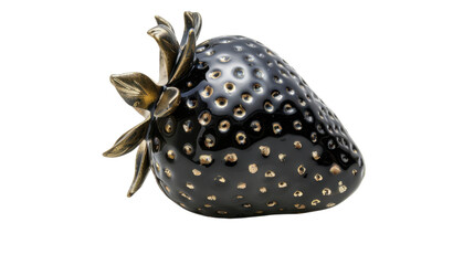 Glamorous black gold strawberry on transparent background