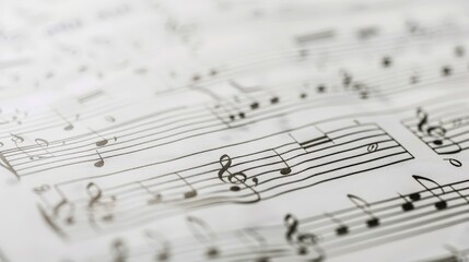 A close-up view of musical notes and staves, featuring detailed symbols and accents, isolated on a white background to showcase their clarity and precision.