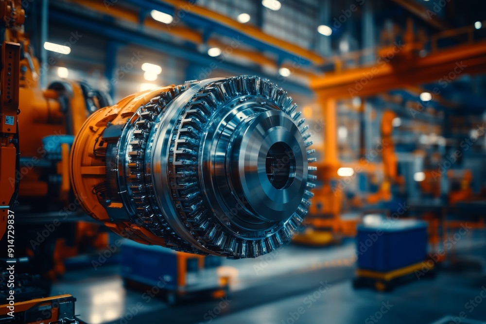 Poster high tech automated factory with advanced machinery and robotic arms showcasing the future of manufa