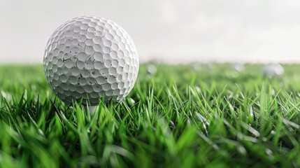 Naklejka premium Golf Ball on a Green Grass Field