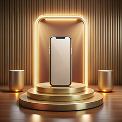 Blank mobile promotion mockup on 3d stage and looks luxury