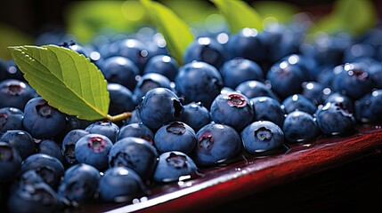 Closeup of freshly picked blueberries in summer copy  