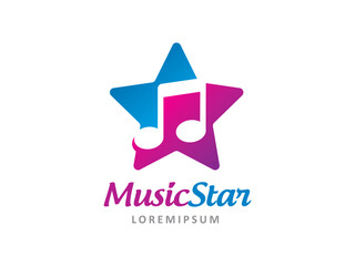 Obraz premium Music and Star logo symbol or icon template